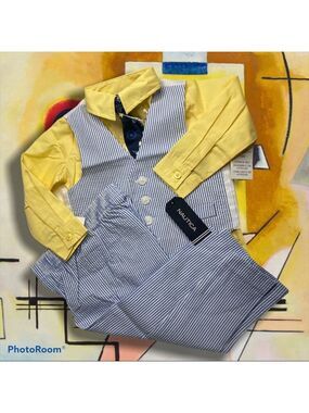 Nautica Boys Seersucker Gingham Outfit 18 Months NWT